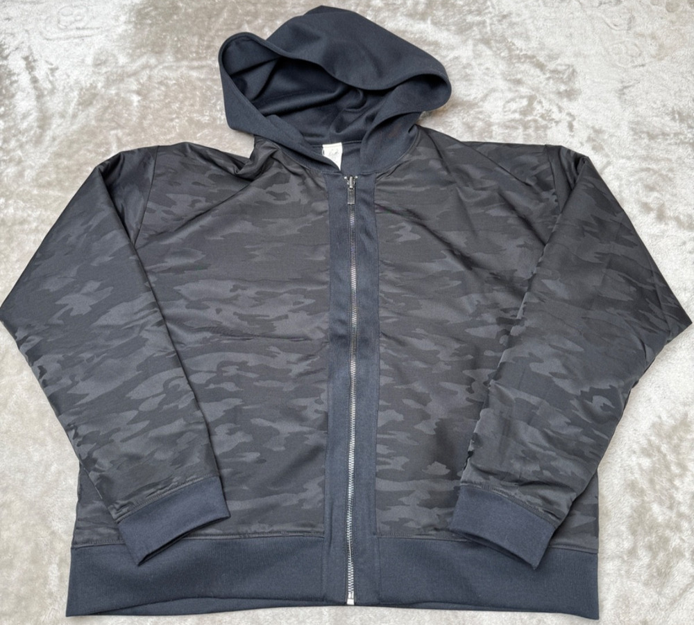 New Balance Black Camo Reversible Cropped Hoodie Sweatshirt Womens Size L
